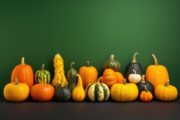 Vivid pumpkins and squashes gradient backdrop