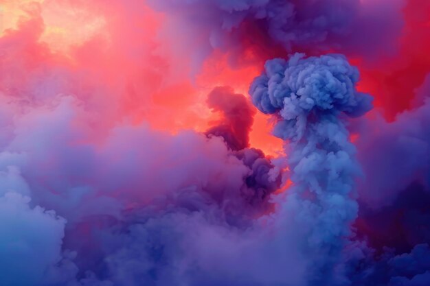 Vivid red blue and purple smoke and fog abstract background