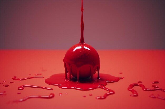 Vivid red droplet of ink