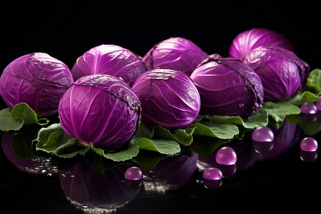 Photo vivid rows red cabbage laid out in super realistic 8k display