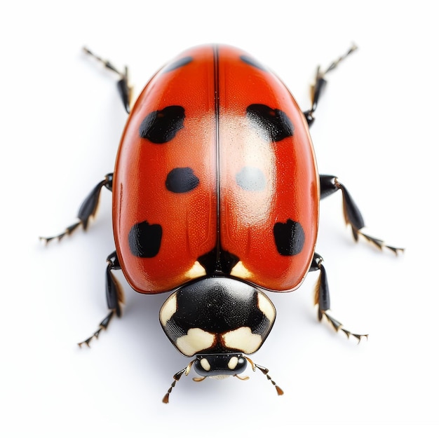 Photo vivid solo ladybug perfectly centered on white