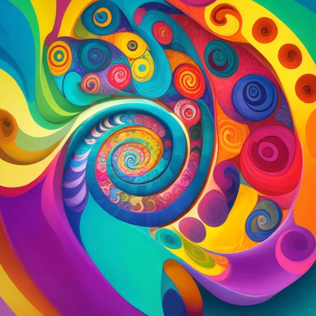 Vivid spiral design infused with color aigenerated