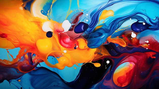 Vivid splashes of paint abstract expressionism