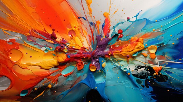 Vivid splashes of paint abstract expressionism