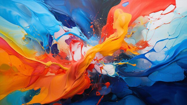 Vivid splashes of paint abstract expressionism