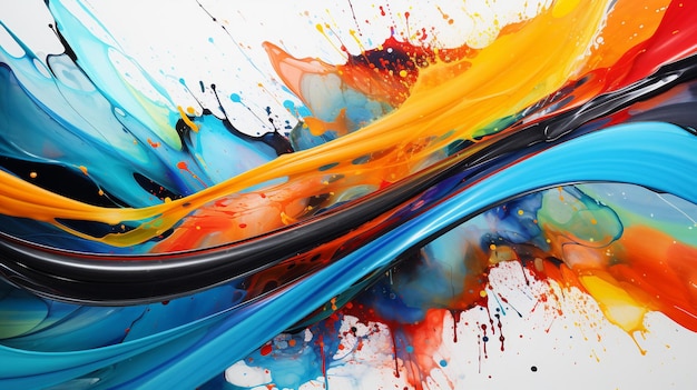 Vivid splashes of paint abstract expressionism