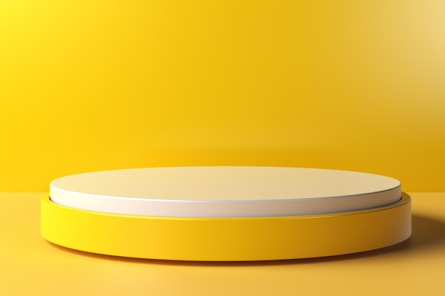 Vivid summer showcase 3d rendered yellow podium shelf against a minimalistic backgroundperfect for