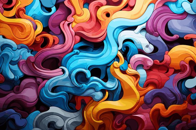 A vivid symphony of abstract waves pulsating with vibrant hues