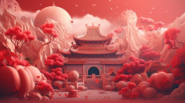 Vivid and Vibrant 3D Chinese Illustration Generative ai