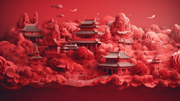 Vivid and Vibrant 3D Chinese Illustration Generative ai