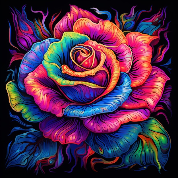 Foto neon fluorescente vivido colori delicati dettagli intricati rosa