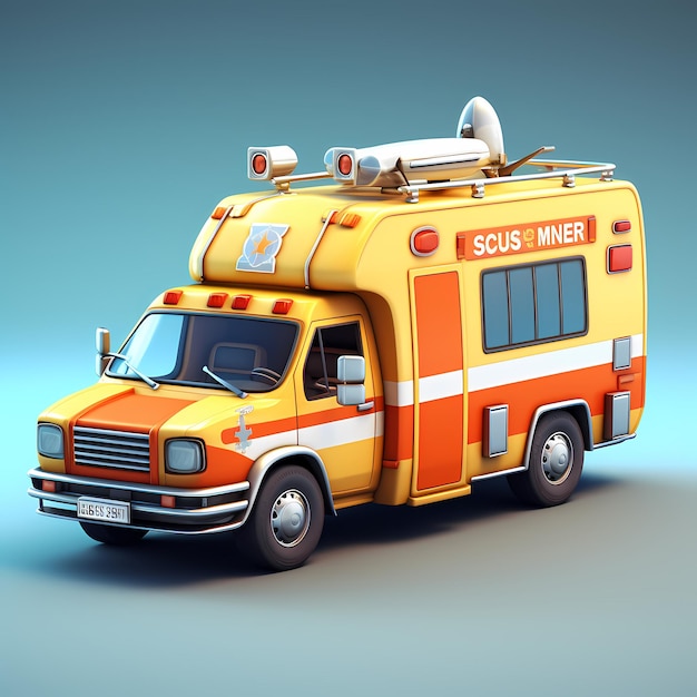 Vividly Detailed Super Bright 3D Ambulance Clipart for Dynamic Projects