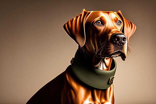 Vizsla dog wearing a military uniform Dog isolated on transparent background Pet portrait in cloth