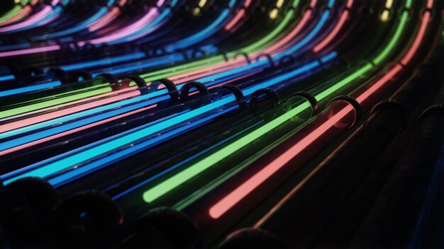 VJ neon lines running through pipes