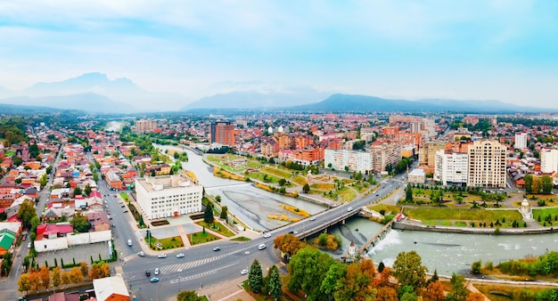 Vladikavkaz city aerial panoramic view