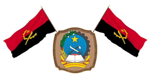 Vlag en het wapen van Angola Achtergrond voor redacteuren en ontwerpers Nationale feestdag 3D illustratie