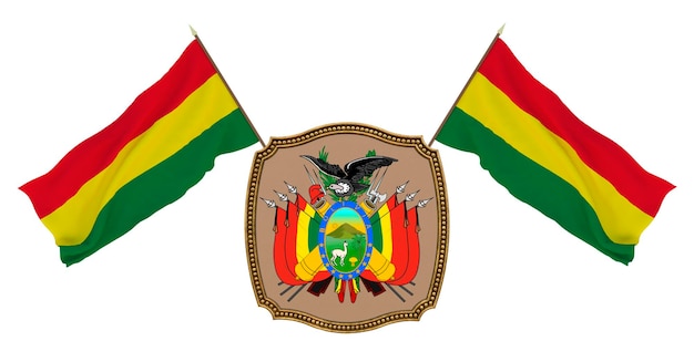 Vlag en het wapen van Bolivia Achtergrond voor redacteuren en ontwerpers Nationale feestdag 3D illustratie