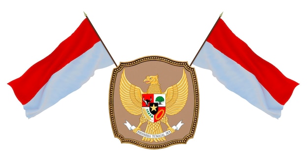 Vlag en het wapen van Indonesië Achtergrond voor redacteuren en ontwerpers Nationale feestdag 3D illustratie