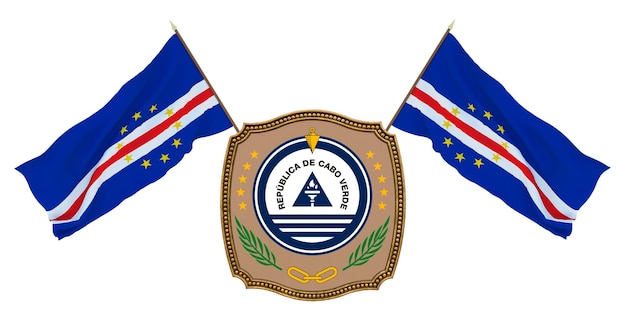 Vlag en het wapen van Kaapverdië Achtergrond voor redacteuren en ontwerpers Nationale feestdag 3D illustratie