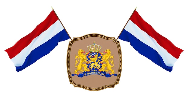 Vlag en het wapen van Nederland Achtergrond voor redacteuren en ontwerpers Nationale feestdag 3D illustratie
