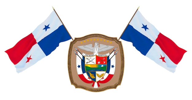 Vlag en het wapen van Panama Achtergrond voor redacteuren en ontwerpers Nationale feestdag 3D illustratie