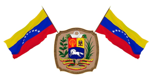 Vlag en het wapen van Venezuela Achtergrond voor redacteuren en ontwerpers Nationale feestdag 3D illustratie