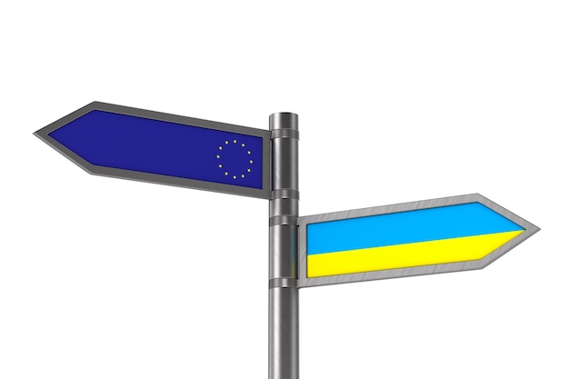 Vlag eu en oekraïne op witte ruimte.