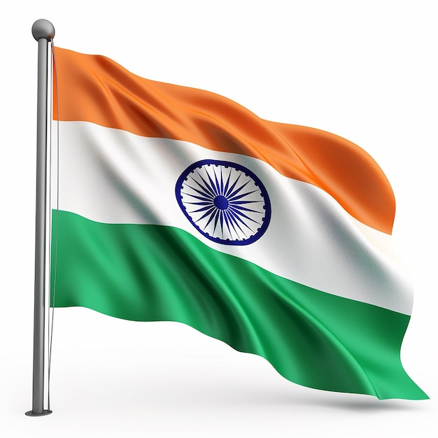 Vlag India op een witte achtergrond