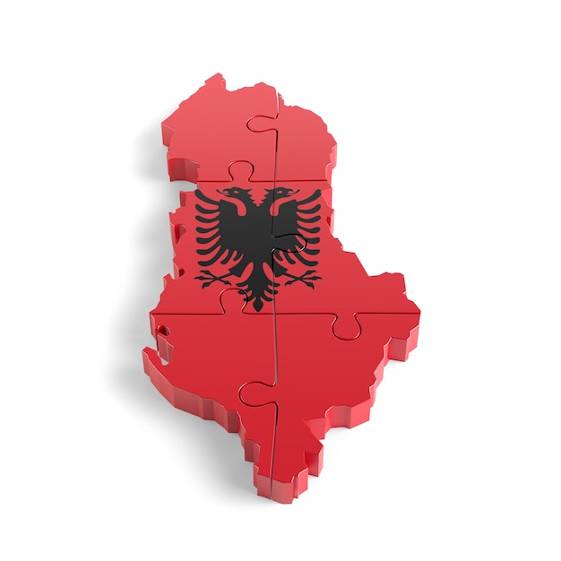 Vlag Kleuren Puzzel Albanië Kaart Ontwerp 3D Rendering