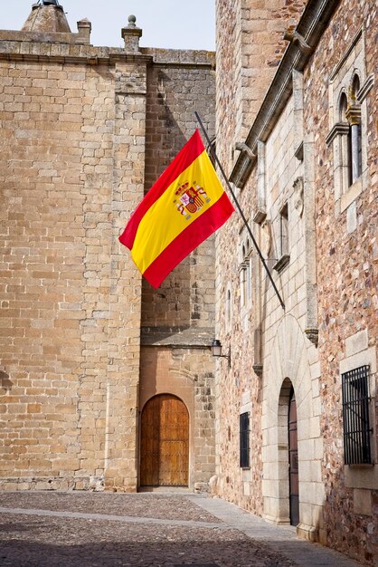 Foto vlag op de muur van het gebouw