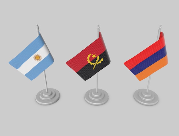 Vlag set - Argentinië, Angola, Armenië