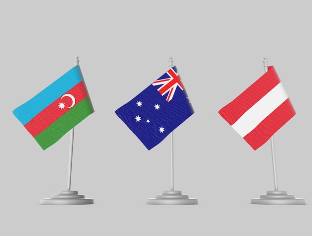 Vlag set - Azerbijan, Australië, Oostenrijk