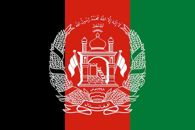 Foto vlag van afghanistan. illustratie van de afghaanse vlag.