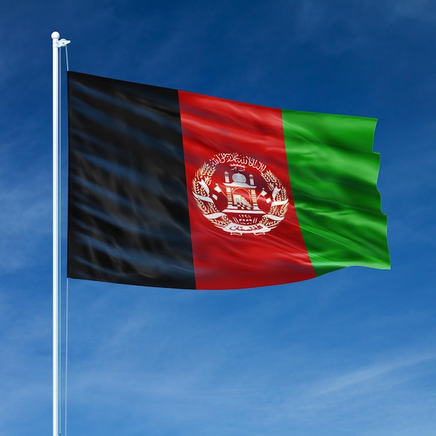 Vlag van Afghanistan op vlaggenmast