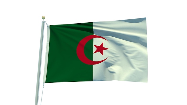 Vlag van Algerije op een witte achtergrond