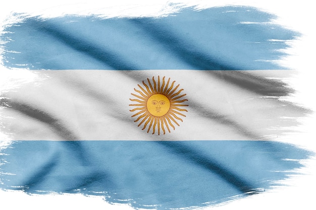 Vlag van Argentinië afgebeeld in verfstijl geïsoleerd op wit