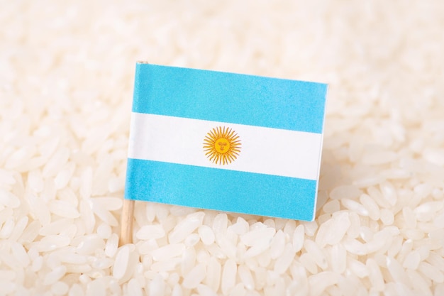 Vlag van Argentinië op witte rijst