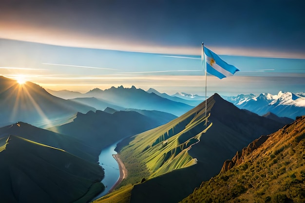 Vlag van Argentinië zijde closeup realistisch