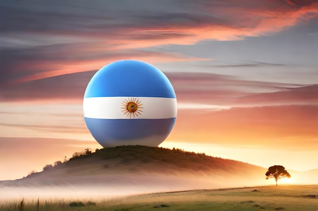 Vlag van Argentinië zijde closeup realistisch