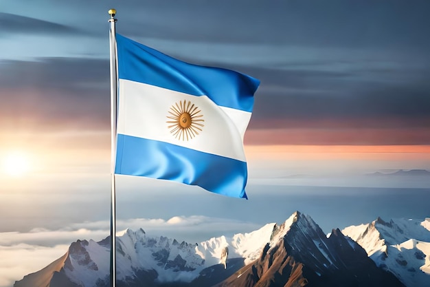 Vlag van Argentinië zijde closeup realistisch