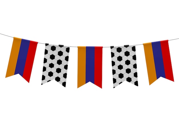 Vlag van Armenië en voetbal bal textuur voetbal vlag bunting 3D Rendering