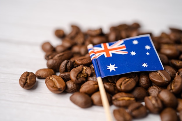 Vlag van Australië op koffiebonen.