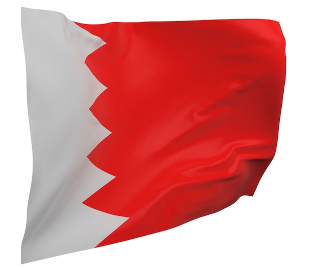 Vlag van Bahrein geïsoleerd. Zwaaiende banner. Nationale vlag van Bahrein