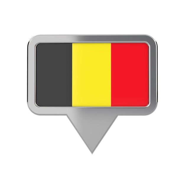 Vlag van België locatiemarkeringspictogram 3D-rendering