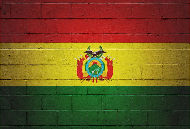 Vlag van Bolivia geschilderd op een muur