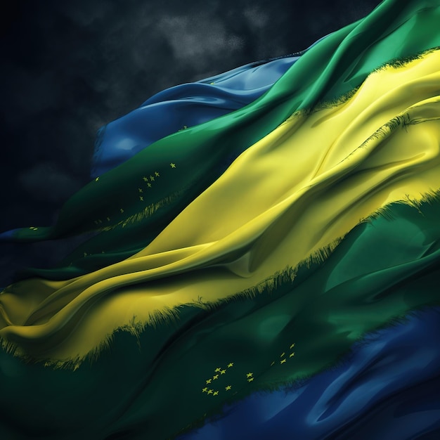 Vlag van Brazilië voetbaltrui of voetbal t-shirt mock up met platte logoAi gegenereerd