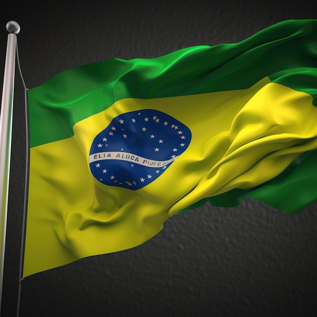Vlag van Brazilië voetbaltrui of voetbal t-shirt mock up met platte logoAi gegenereerd