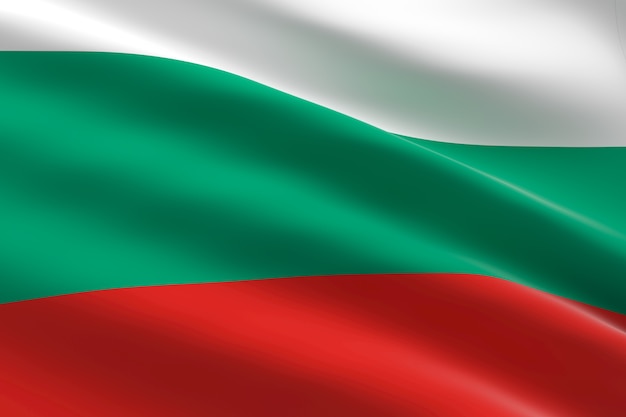 Vlag van Bulgarije 3D-afbeelding van de Bulgaarse vlag zwaaien