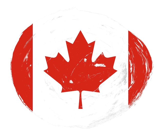 Vlag van Canada geschilderd op een verontruste witte penseelachtergrond