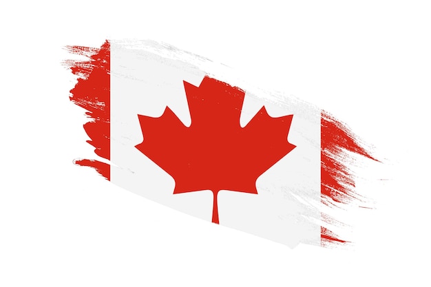 Vlag van Canada met slagpenseel geschilderde effecten op geïsoleerde witte achtergrond
